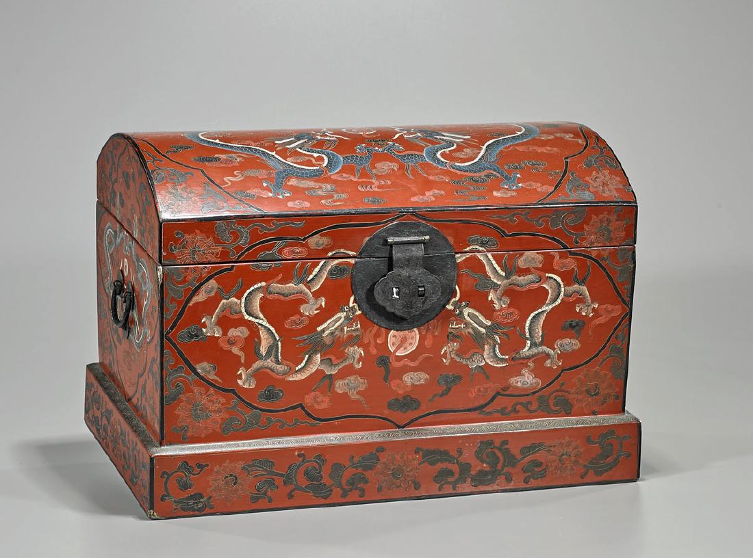 Large Old Chinese Lacquered Wood Chest (1 of 1)