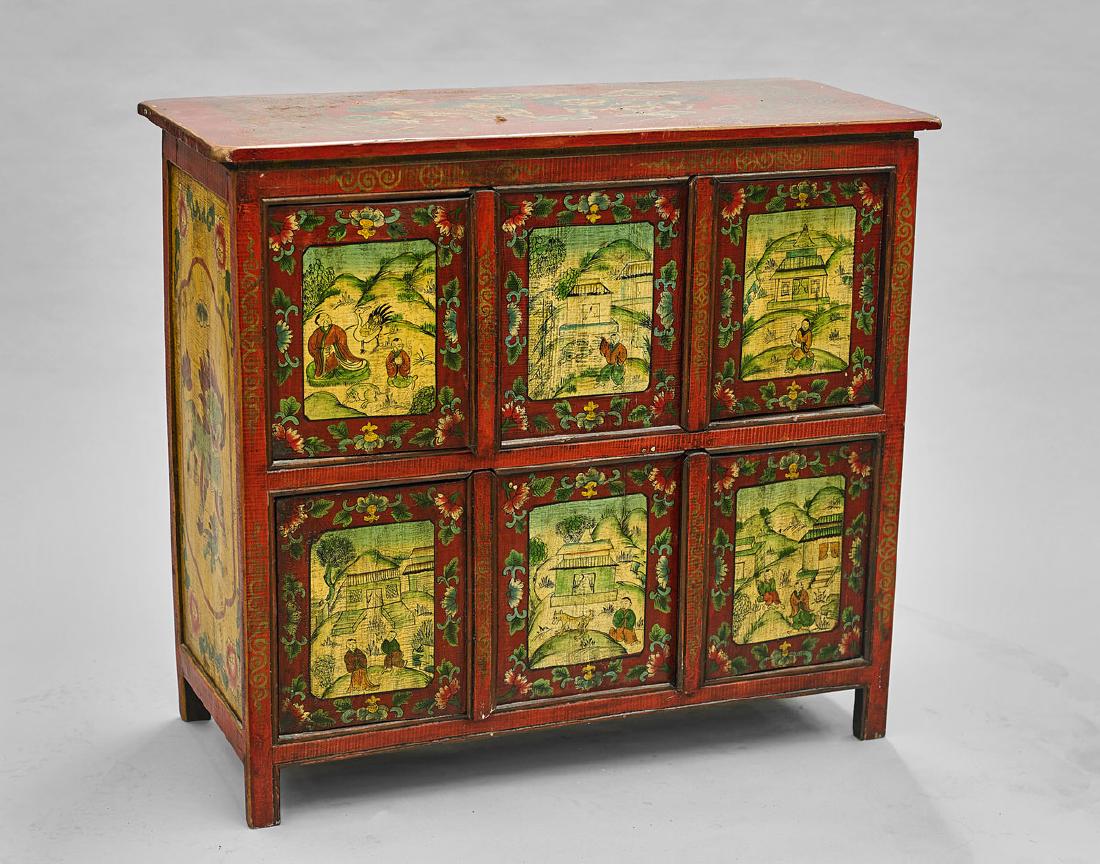 Old Sino-Tibetan Lacquered Wood Cabinet (1 of 2)