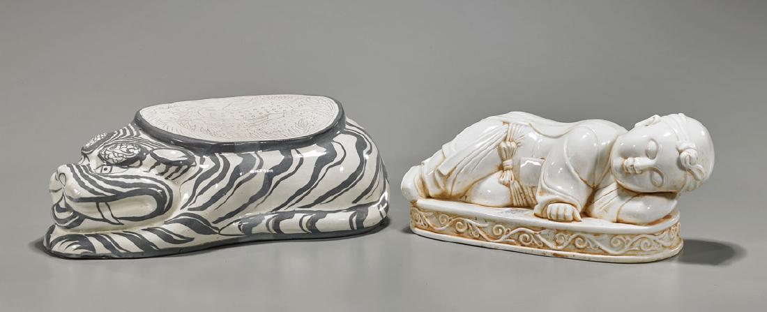 Two Chinese Song-Style Ceramic Pillows: Boy & Tiger (1 of 2)