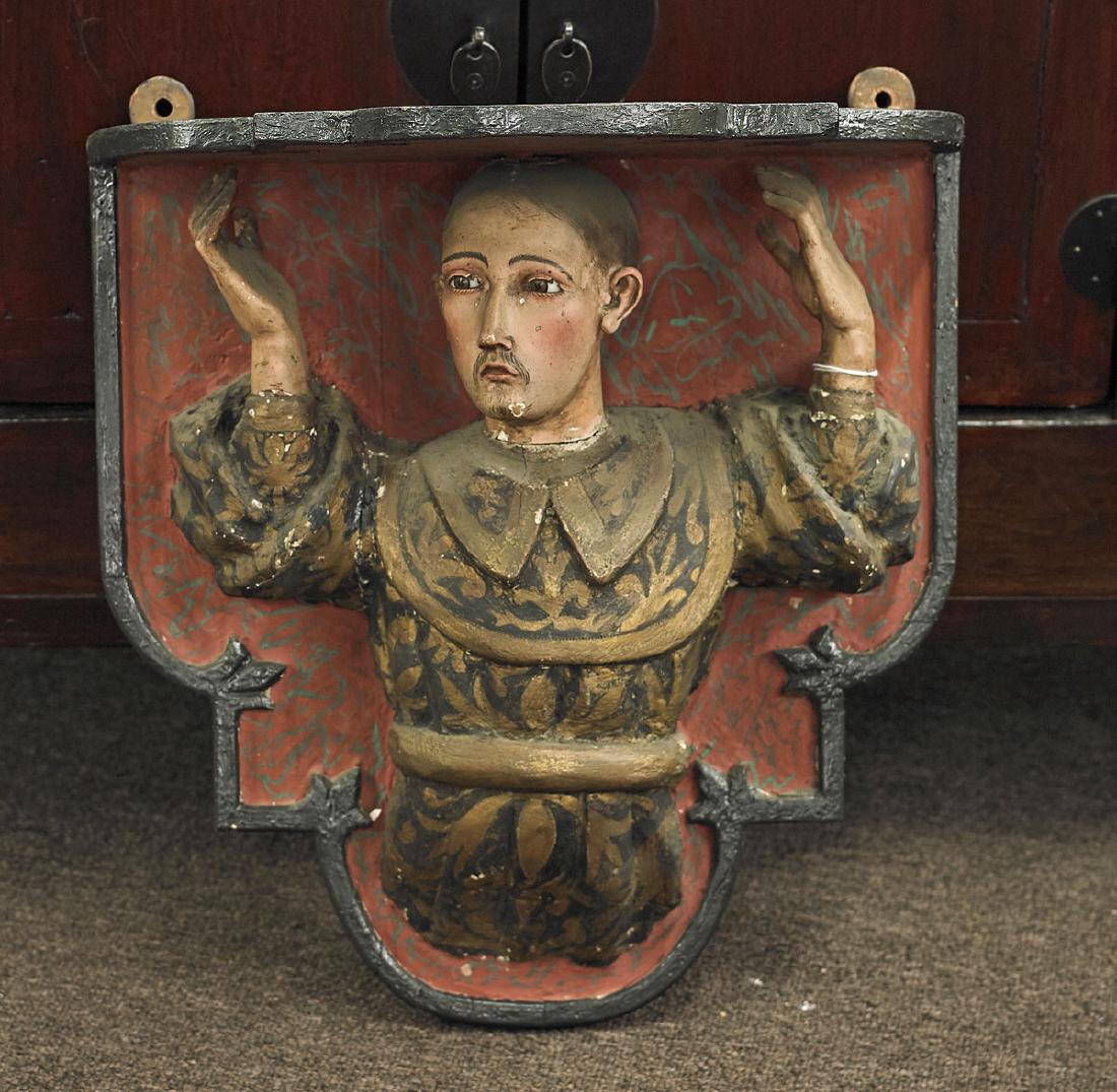 Antique Painted Plaster & Wood Sculptural Corbel (1 of 1)