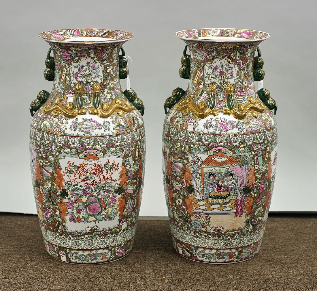 Pair Large Rose Medallion Vases (1 of 1)