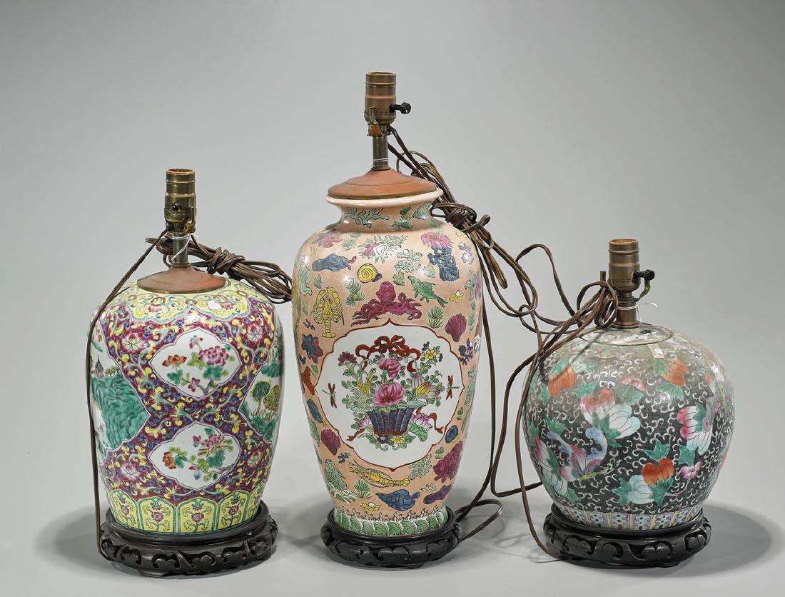 Group of Three Enameled Porcelain Lamps (1 of 1)