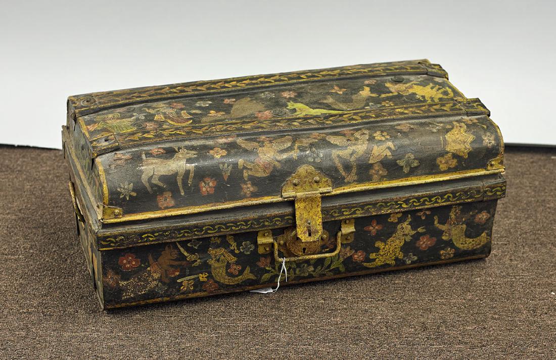 Old Indian Painted Metal Chest (1 of 1)