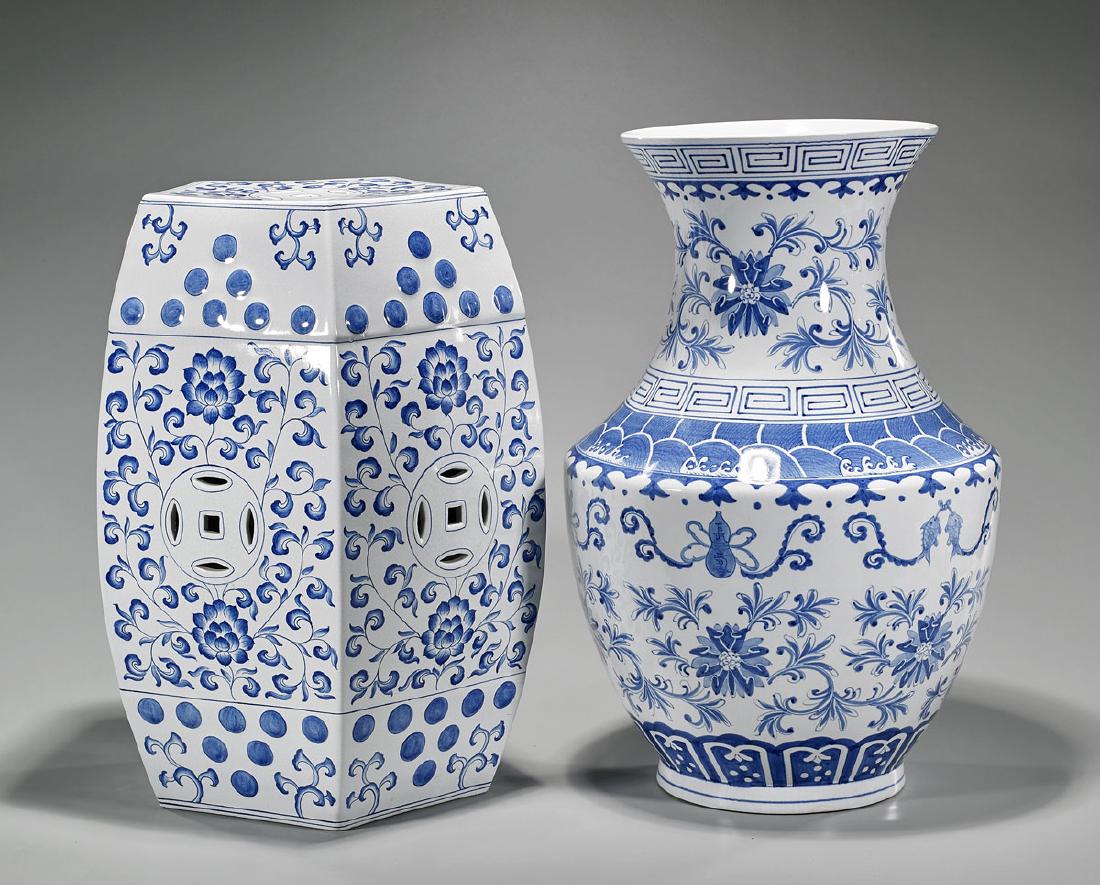 Chinese Porcelain Vase & Garden Seat (1 of 2)