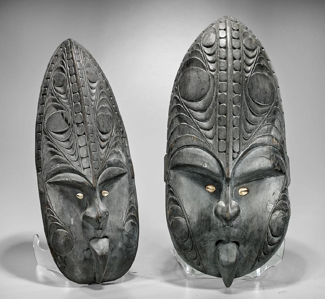 Three Large Papua New Guinea/Sepik Carved Wood Masks (1 of 2)