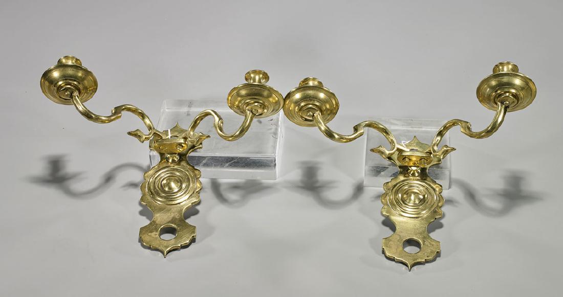 Pair Old Brass Light Sconces (1 of 1)