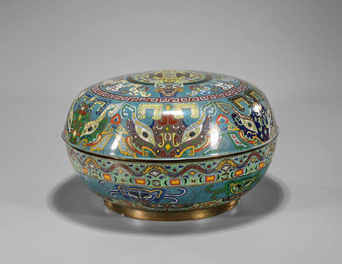 Large Chinese Cloisonne Enamel Covered Vessel (1 of 3)