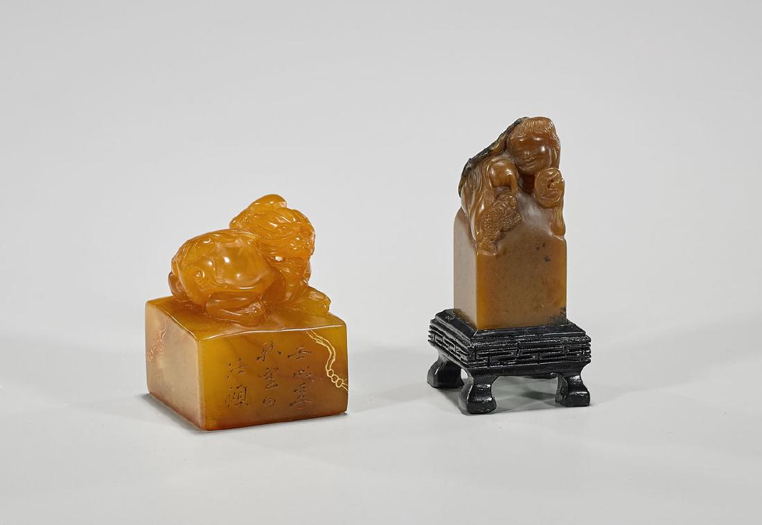 Two Chinese Carved Shoushan Stone Seals (1 of 2)