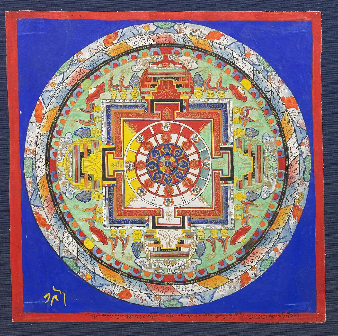 TWO ANTIQUE TIBETAN PAINTED MANDALAS (1 of 4)