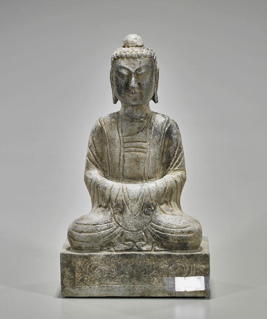 Old Chinese Carved Stone Seated Buddha (1 of 1)