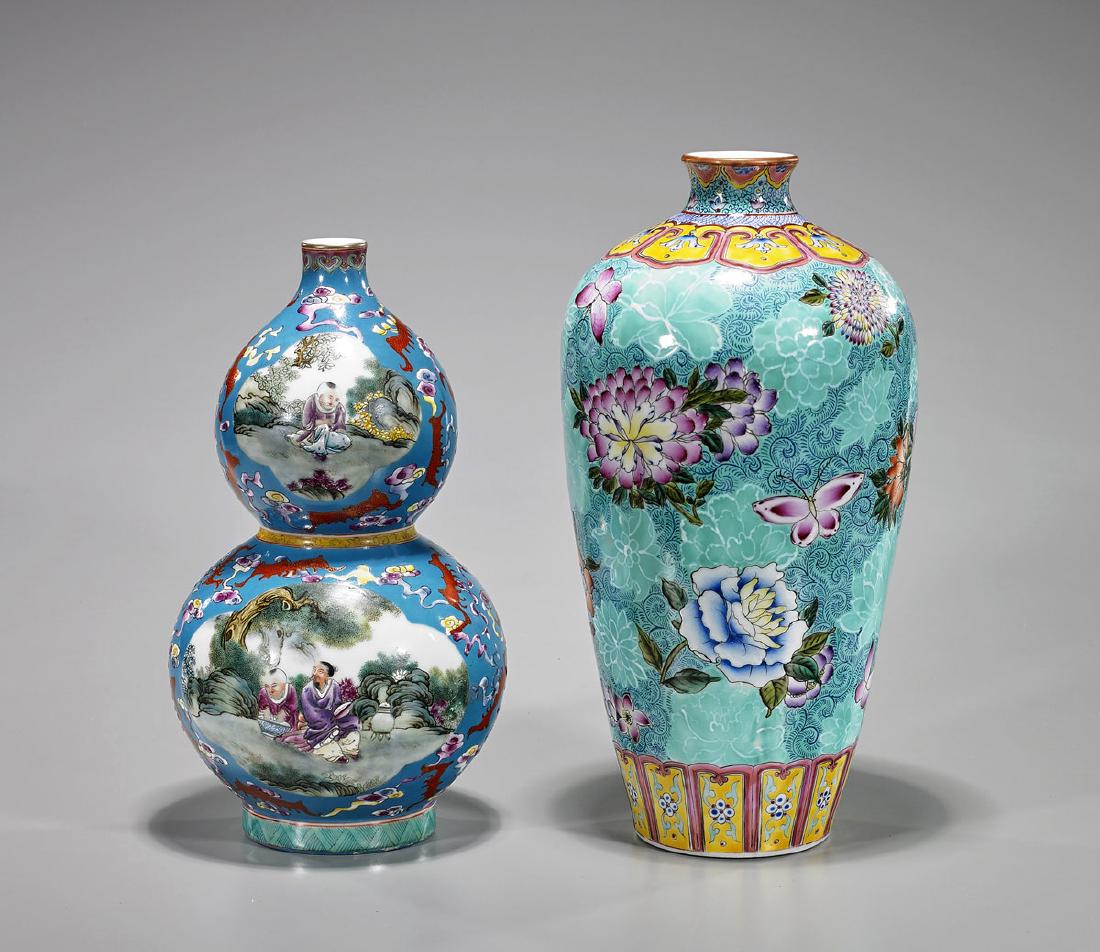 Two Qianlong-Style Enameled Porcelain Vases (1 of 2)