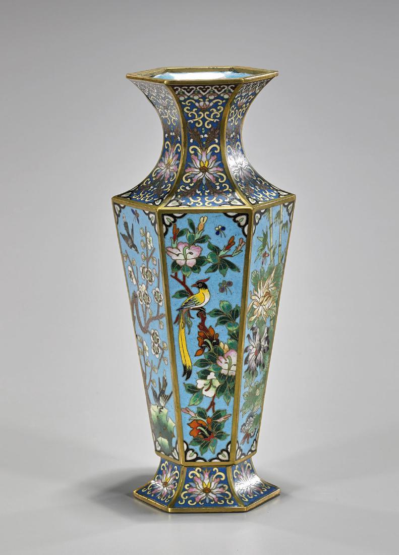 Chinese Cloisonne Enamel Faceted Vase (1 of 1)