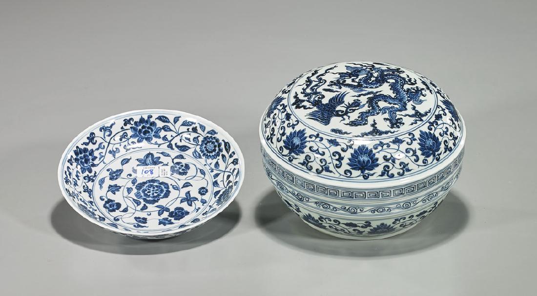 Two Chinese Ming Style Blue & White Porcelains (1 of 2)