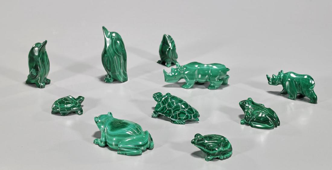 Group of Ten Carved Malachite Animals (1 of 1)
