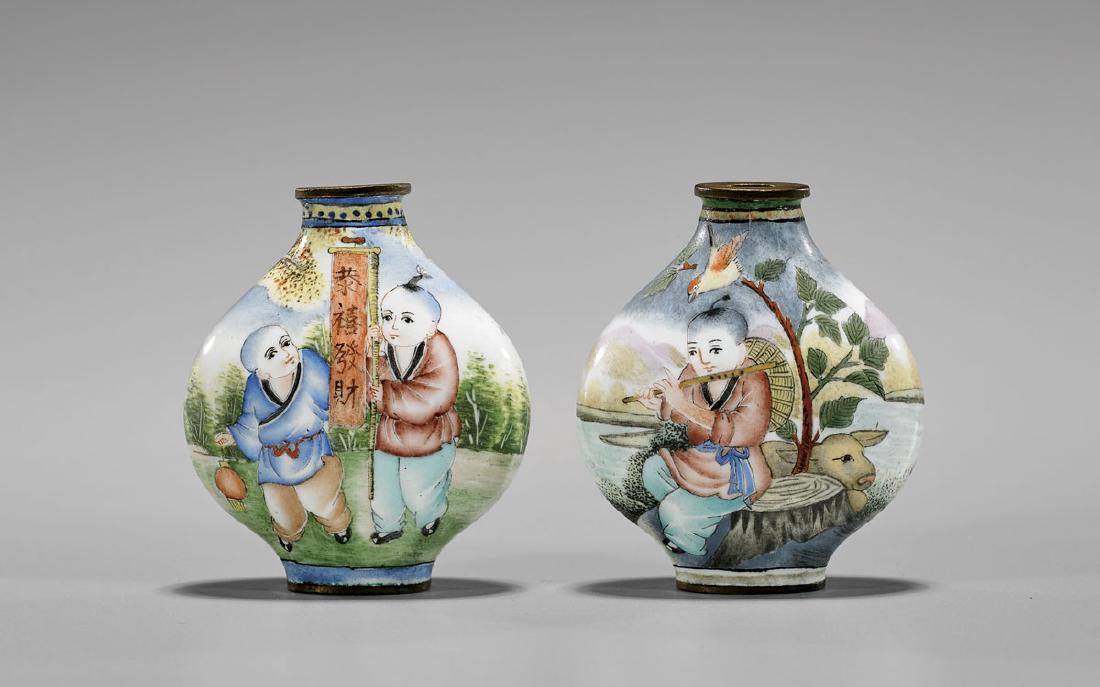 Two Enamel on Copper Snuff Bottles (1 of 3)