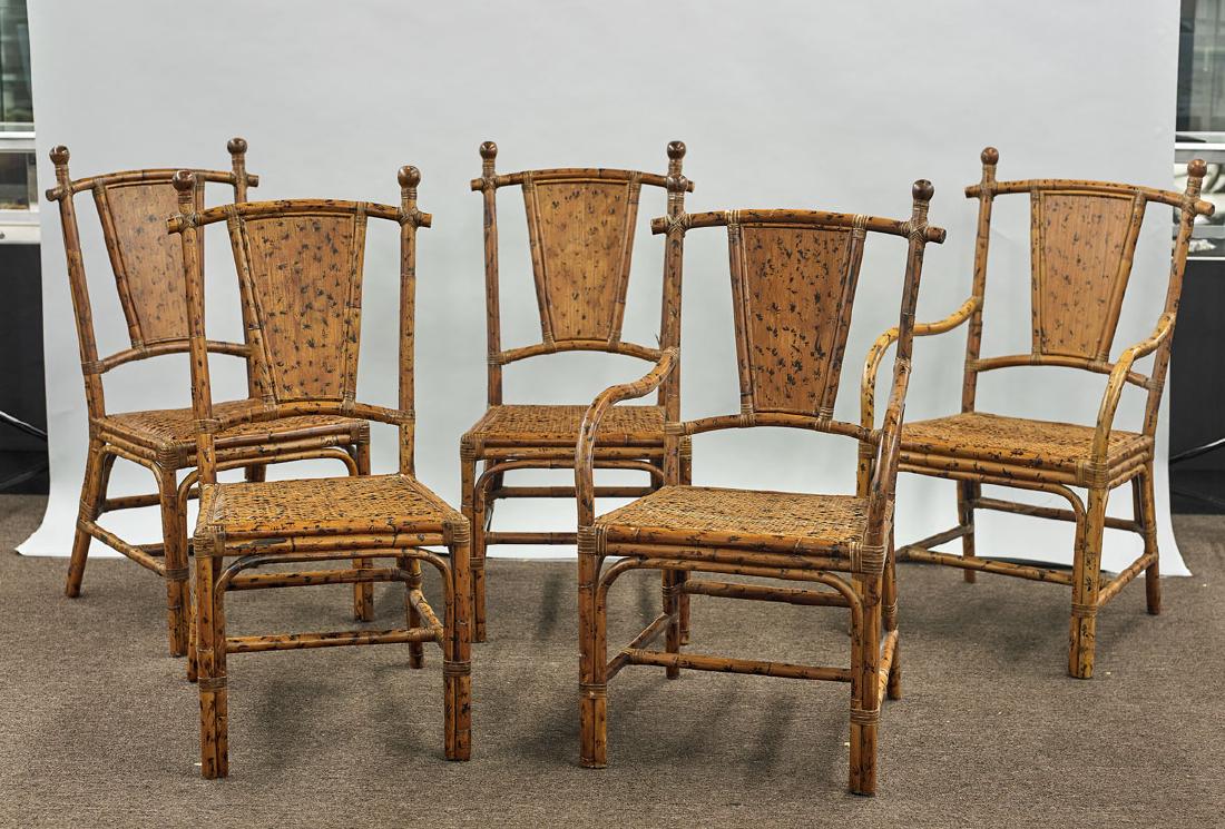 Set of Five Old Chinese Bamboo Chairs (1 of 1)