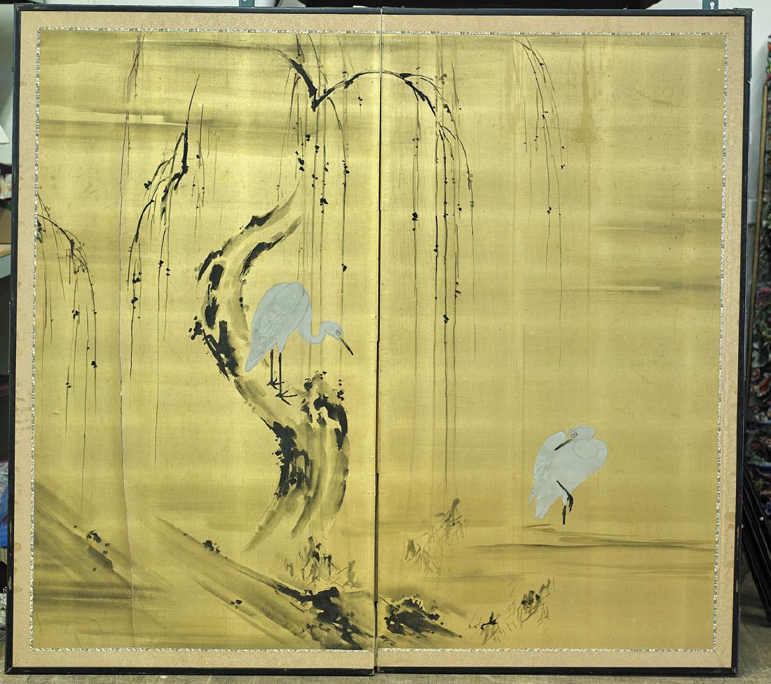 Large Old Chinese Two-Panel Screen (1 of 1)