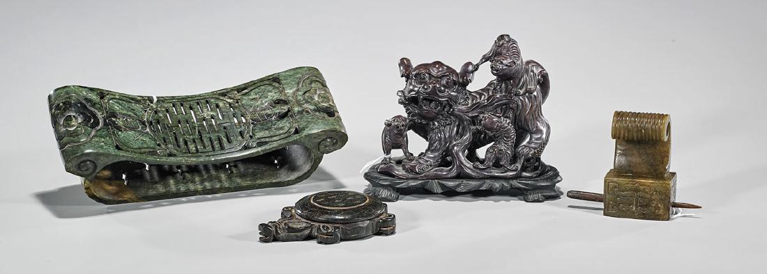Four Chinese Carved Stone Items (1 of 1)