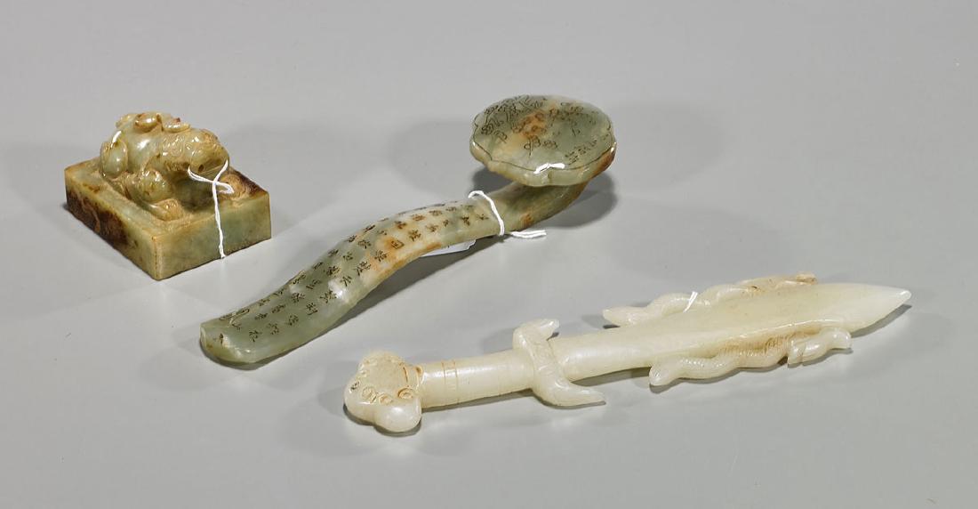 Three Chinese Jade Or Hardstone Carvings (1 of 1)