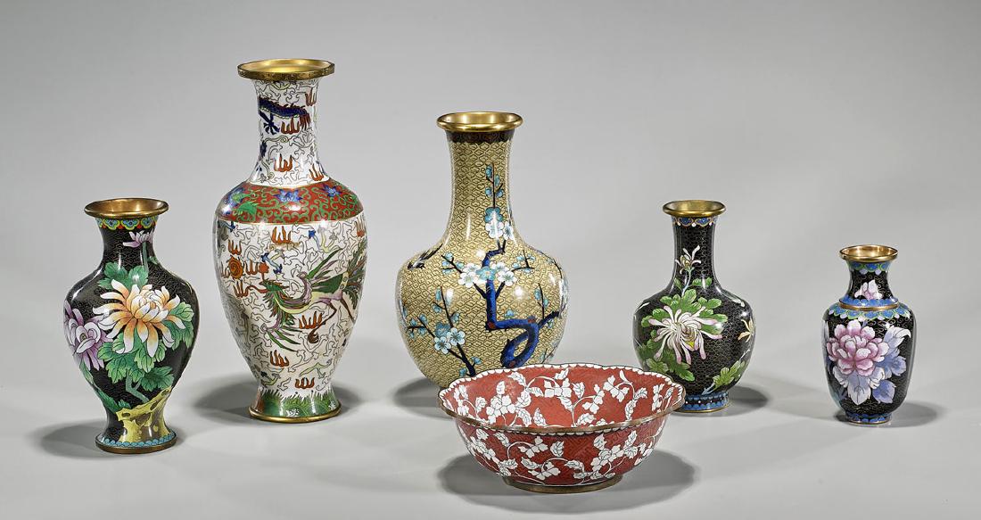 Group of Six Chinese Cloisonne Enamel Pieces (1 of 1)
