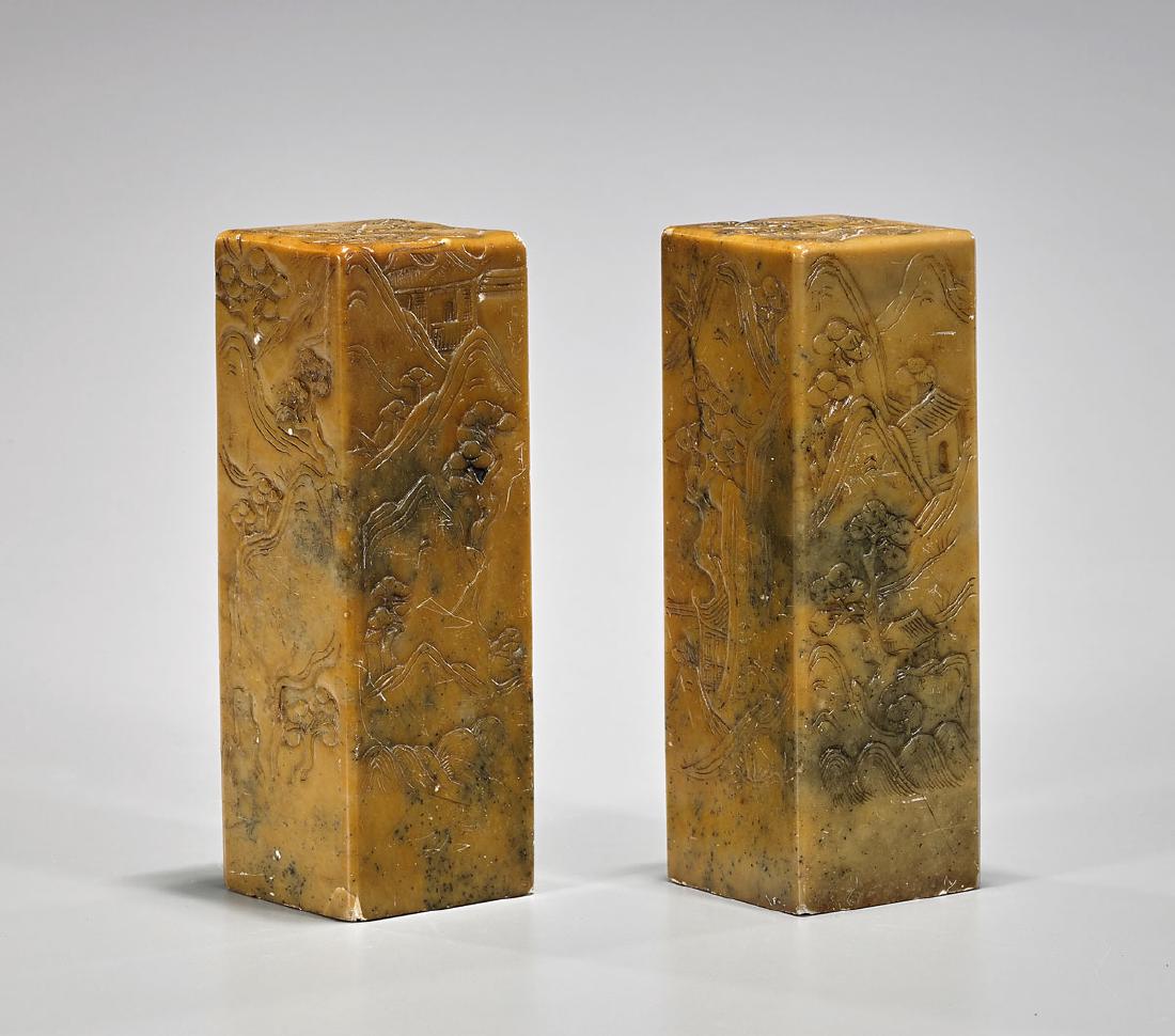 Two Chinese Carved Soapstone Seals (1 of 3)