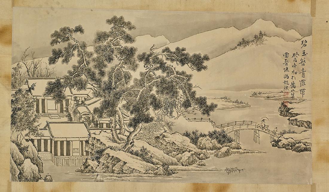Three Chinese Paper Scrolls: Landscapes & Flora (1 of 6)