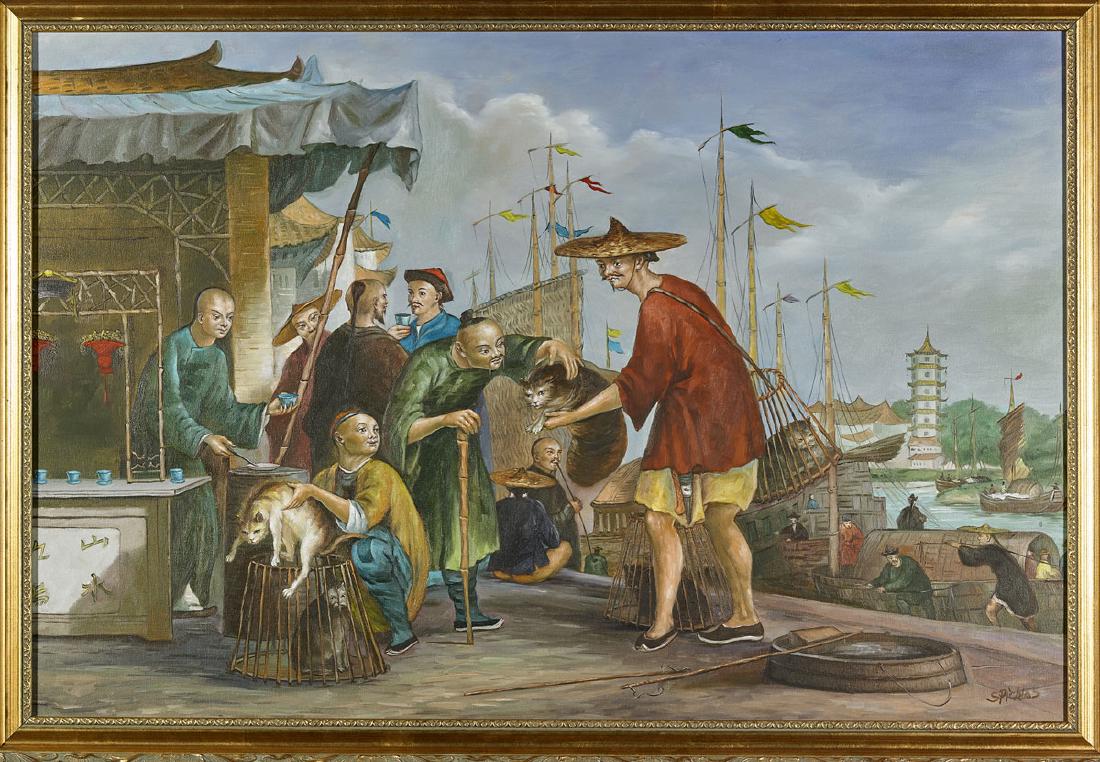 Two Chinese Oil on Canvas Figural Paintings (1 of 3)