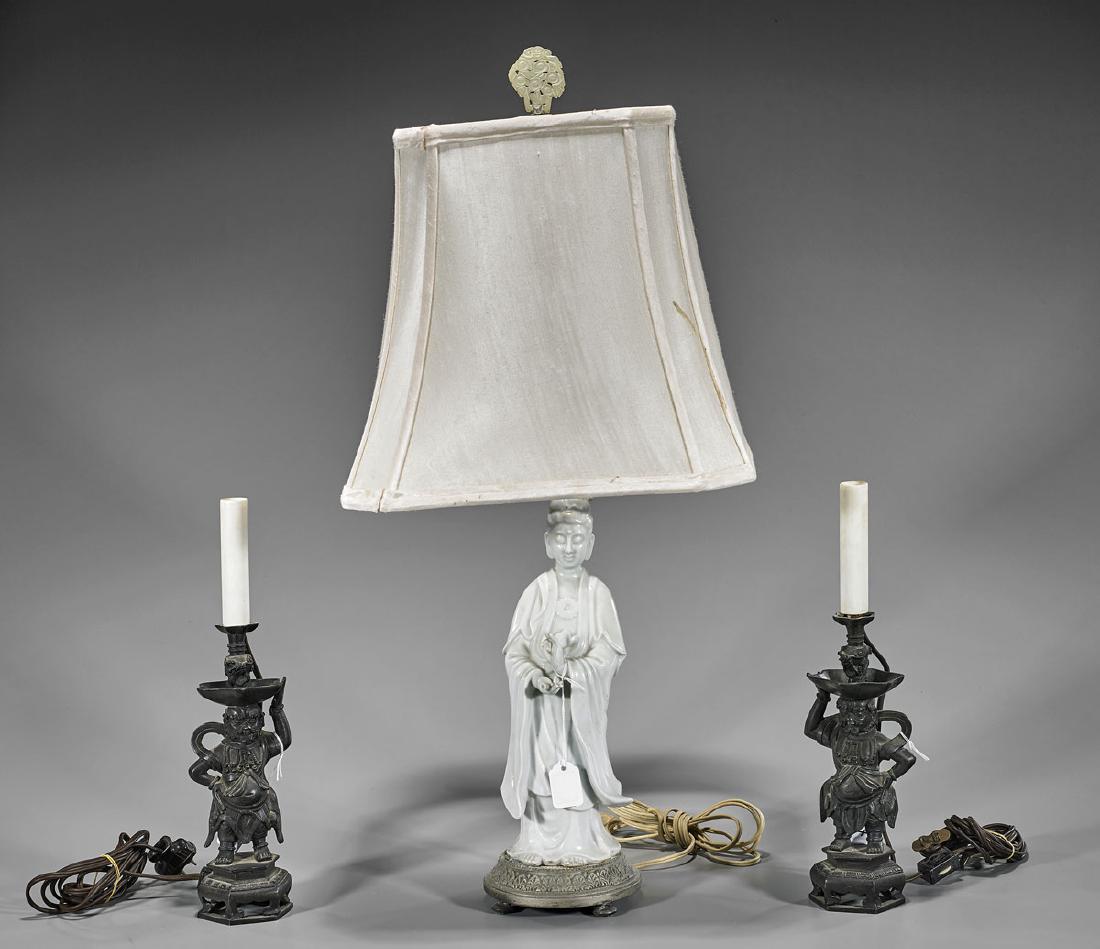Group of Three Old Chinese Figural Lamps (1 of 1)