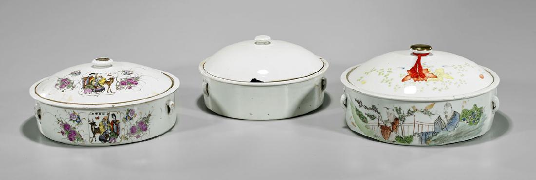 Three Old Enameled Porcelain Covered Tureens (1 of 2)