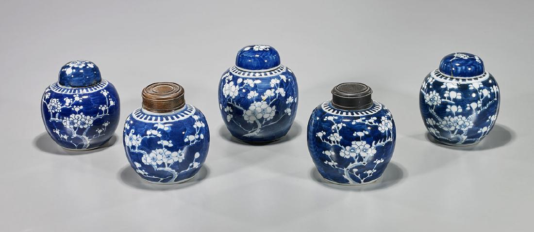 Group of Five Antique Blue & White Porcelain Covered (1 of 1)