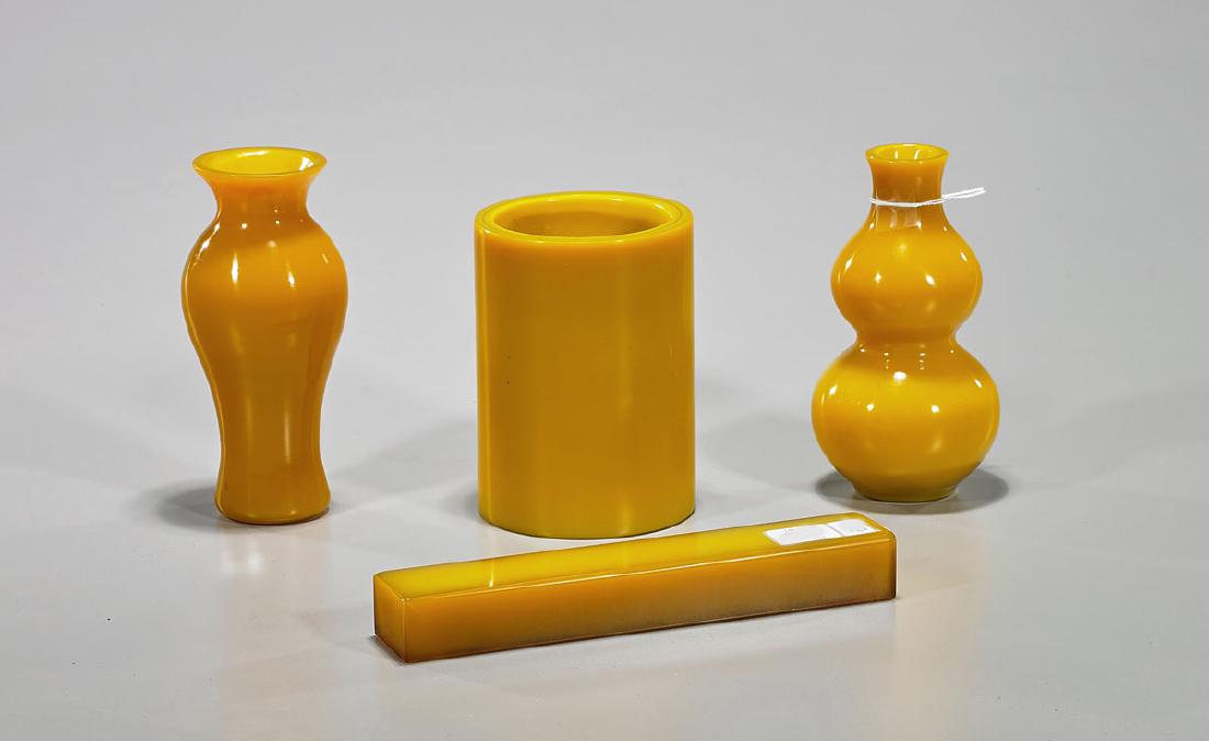 Four Butterscotch Beijing Glass Items (1 of 1)