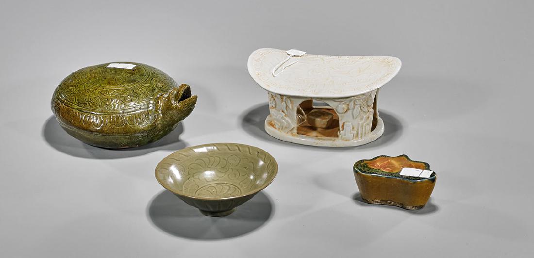 Group of Four Various Chinese Glazed Pottery Pieces (1 of 1)