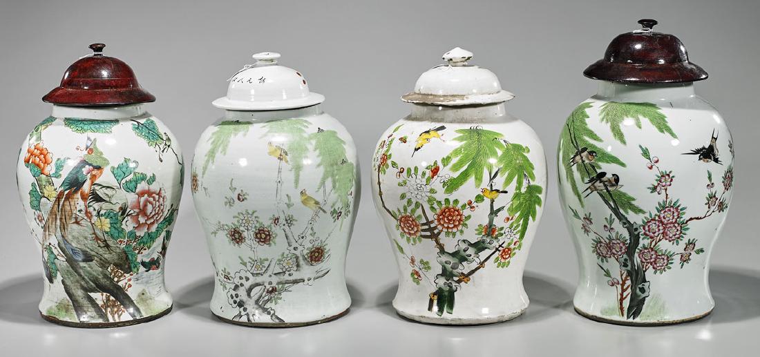 Group of Four Antique Chinese Enameled Porcelain Jars (1 of 2)