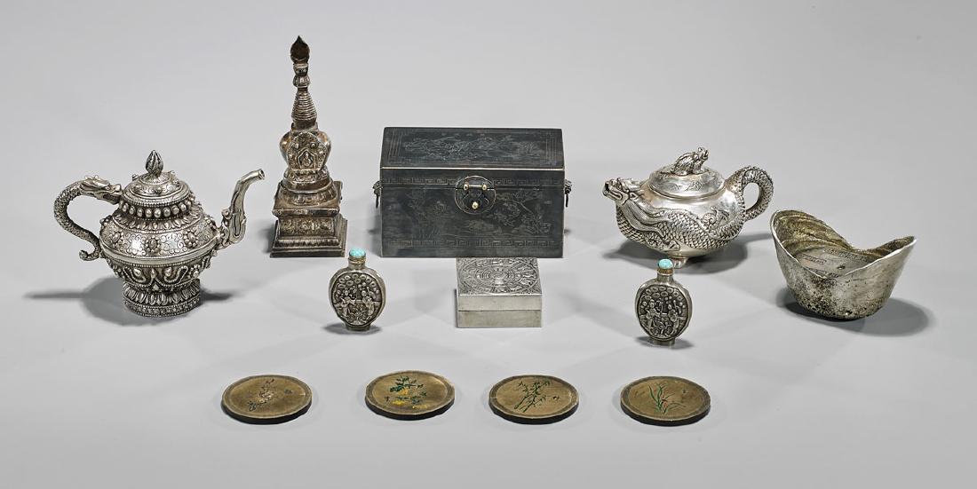 Large Group of Twelve Chinese Metalwork Pieces (1 of 1)