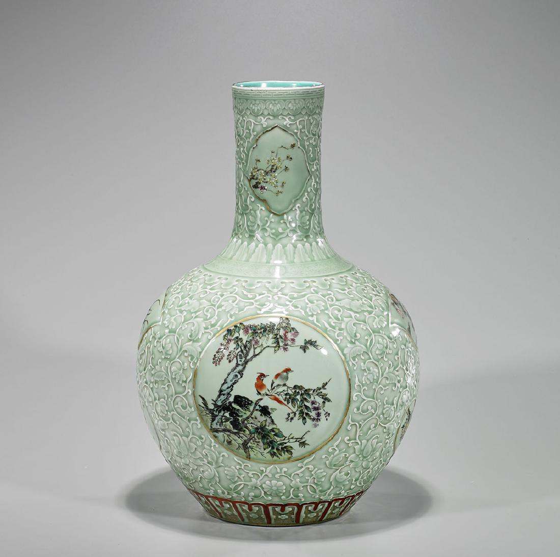 Qianlong-Style Famille Rose Enameled Porcelain Vase (1 of 2)