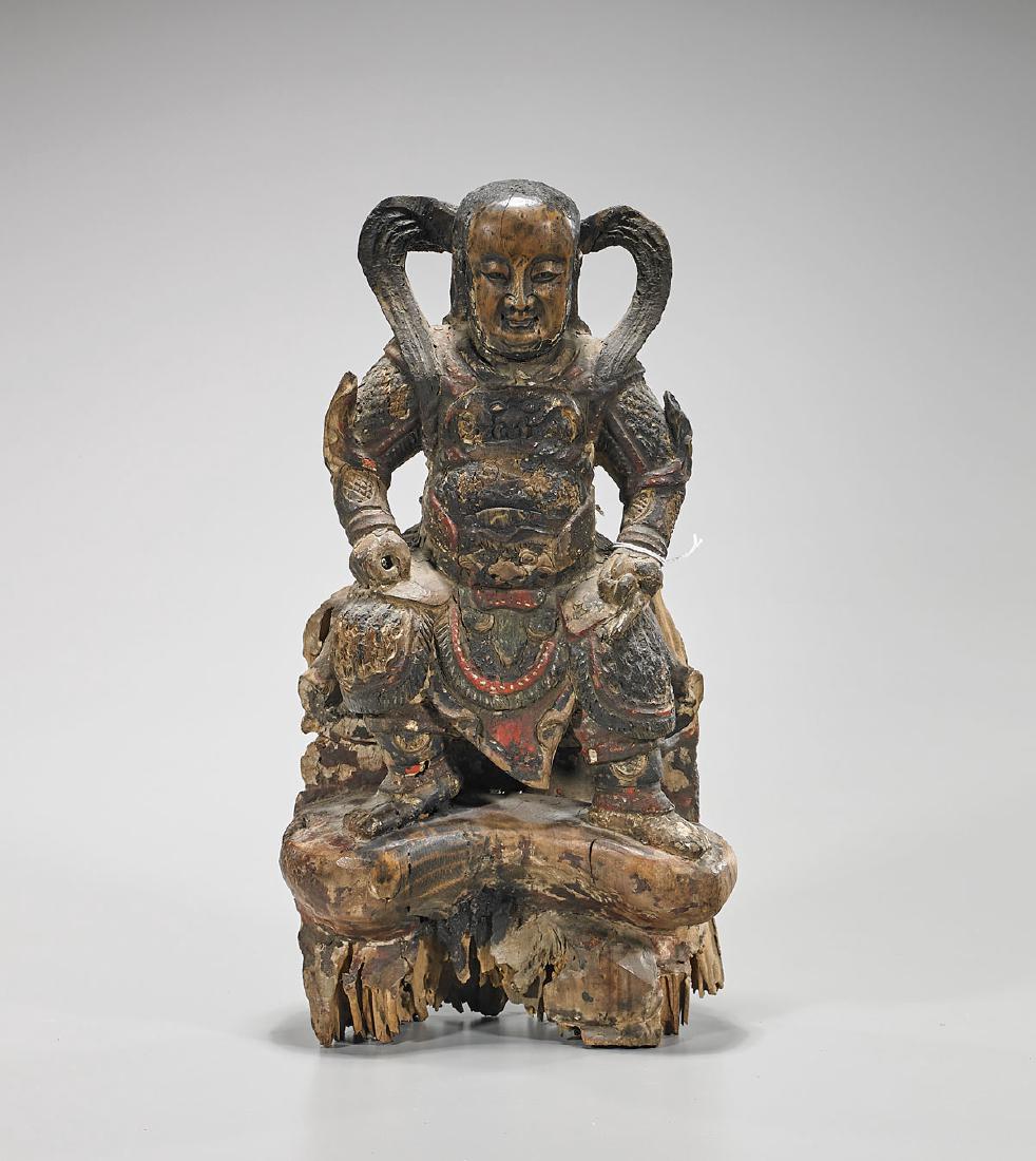 Antique Chinese Carved Wood Temple Figure (1 of 1)