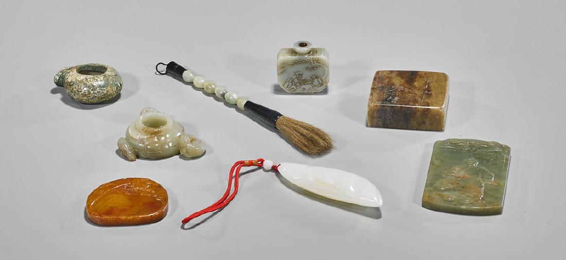 Eight Chinese Jade or Hardstone Items (1 of 1)
