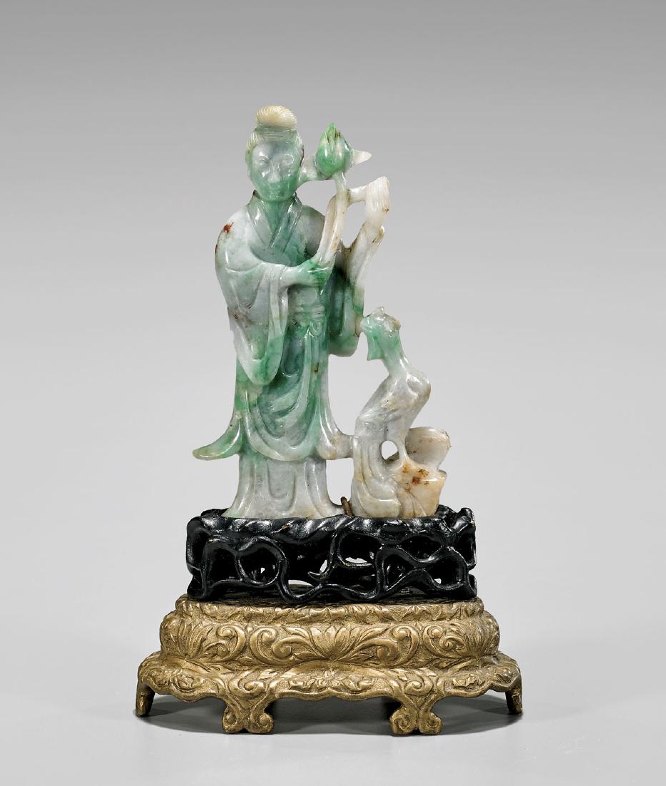 Antique Chinese Carved Jadeite Group: Beauty & Phoenix (1 of 2)