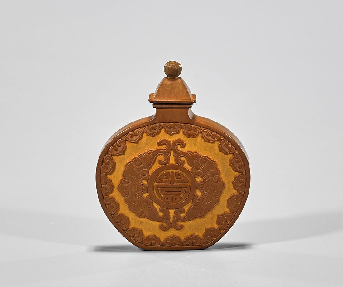 Chinese Carved Wood Snuff Bottle (1 of 1)