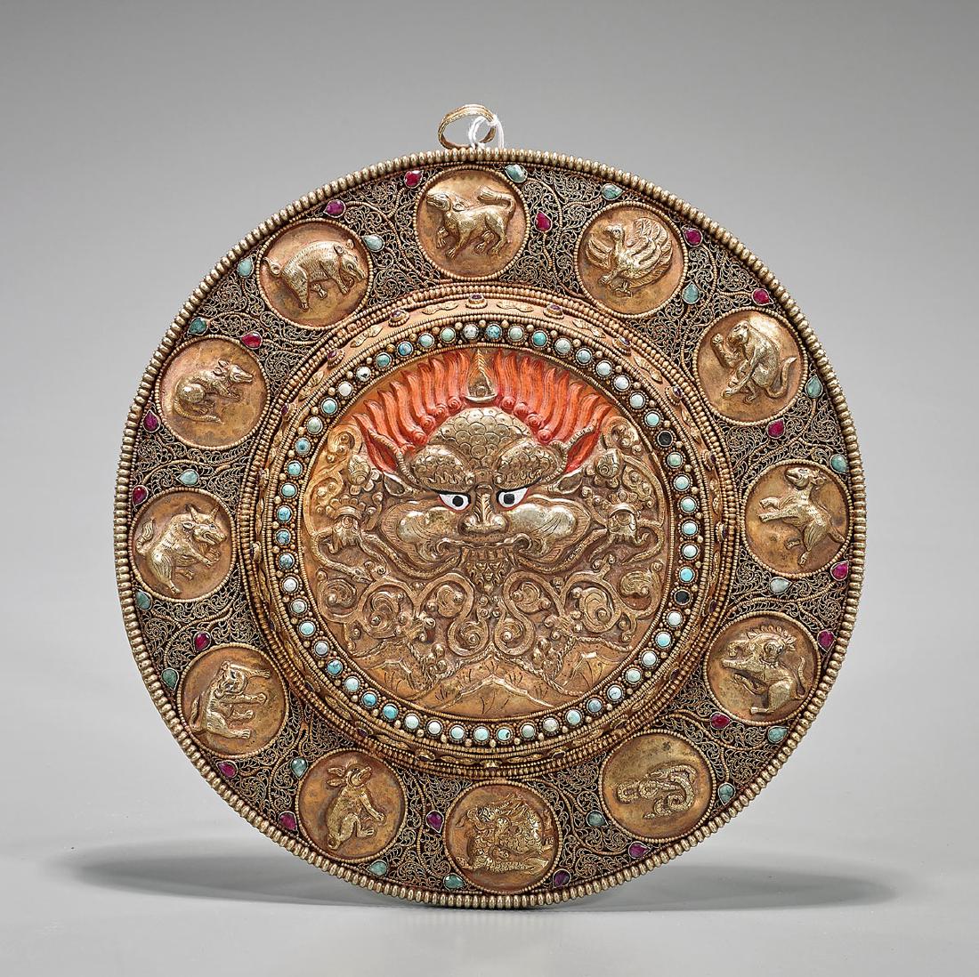 Sino-Tibetan Gilt Copper Mandala (1 of 2)