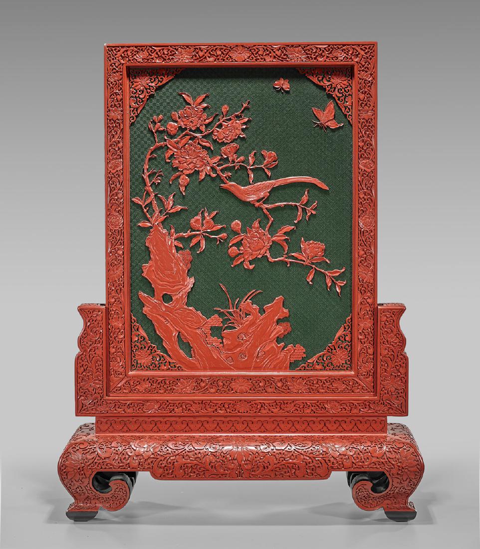 Massive Chinese Cinnabar Lacquer Tablescreen (1 of 2)