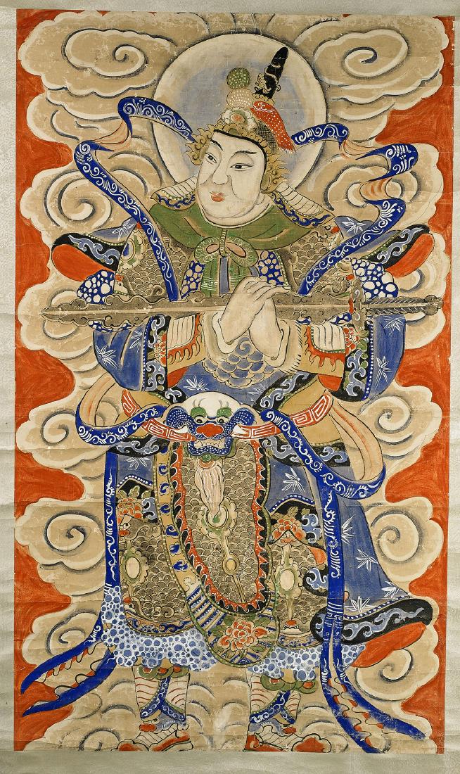 Two Chinese Paper Scrolls: Figural Scenes (1 of 3)