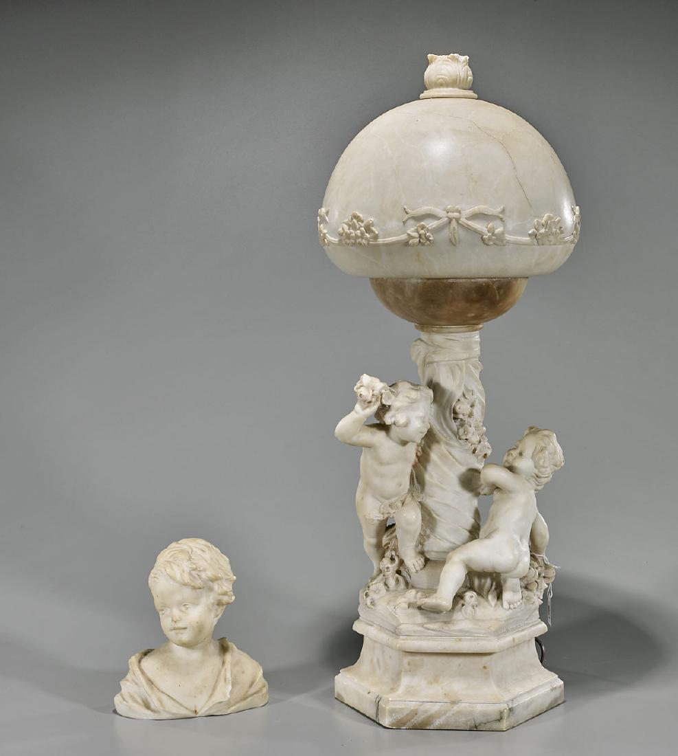 Two Continental Marble Pieces: Lamp & Bust (1 of 1)