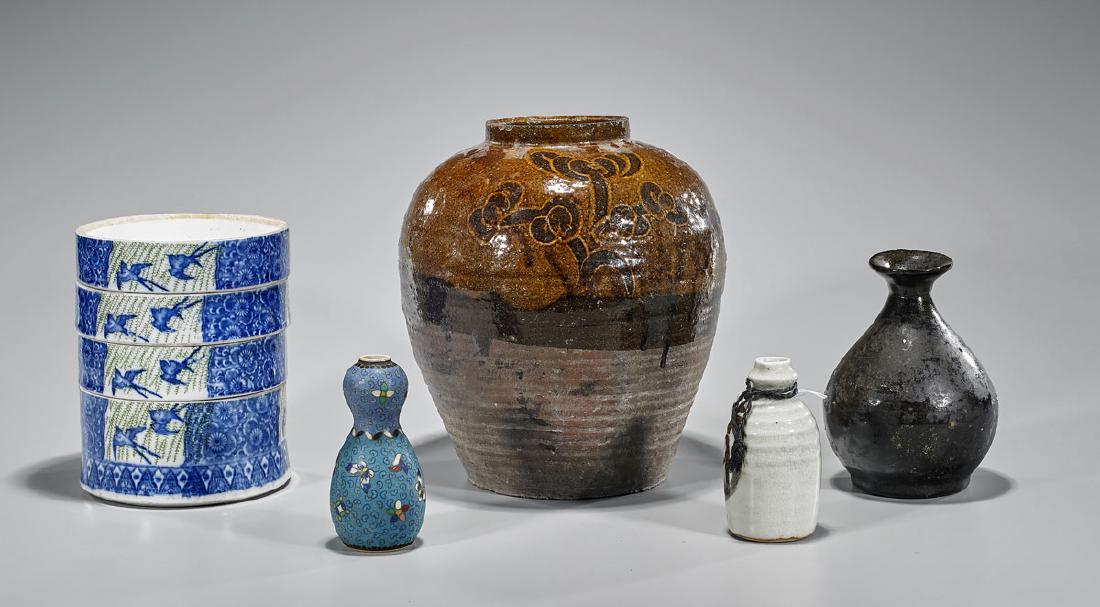 Group of Five Various Old & Antique Japanese Ceramics (1 of 1)