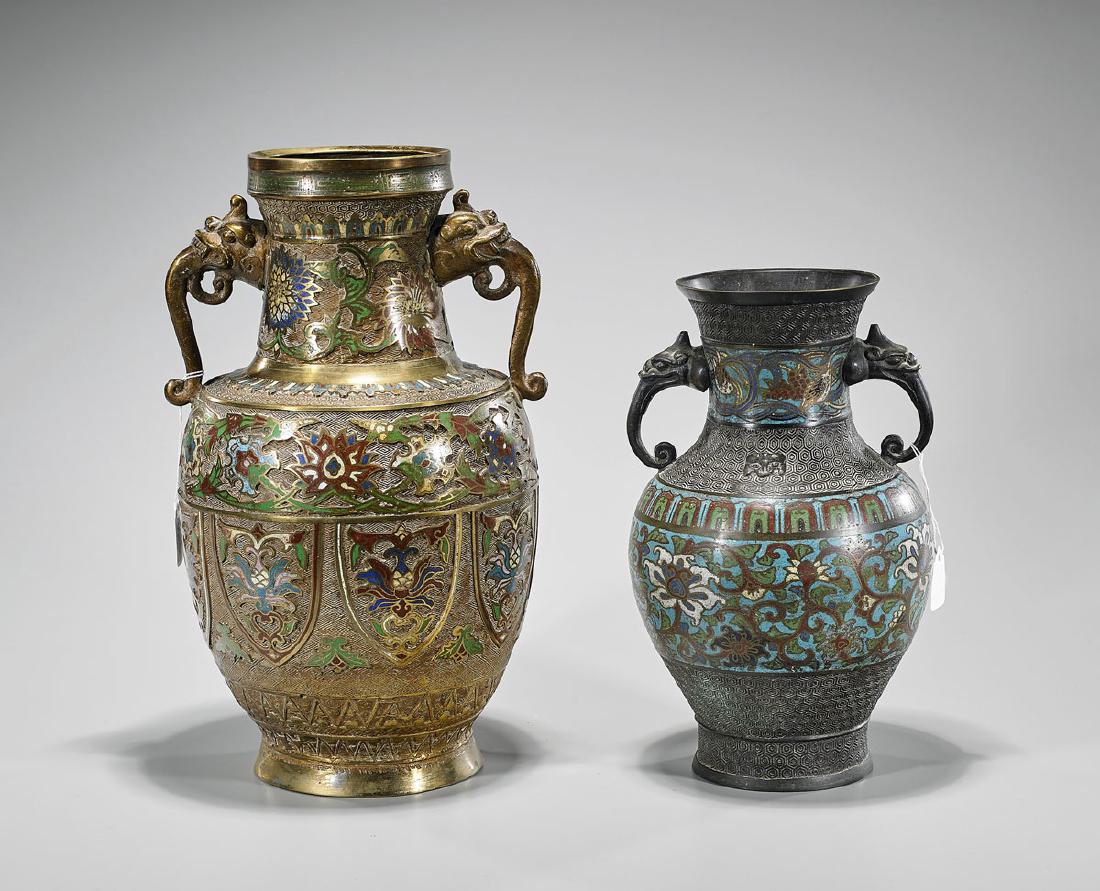 Two Antique Japanese Champleve Enamel Vases (1 of 2)
