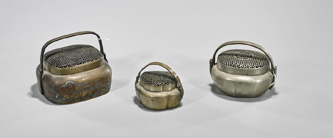 Group of Three Antique Chinese Brass Handwarmers (1 of 1)