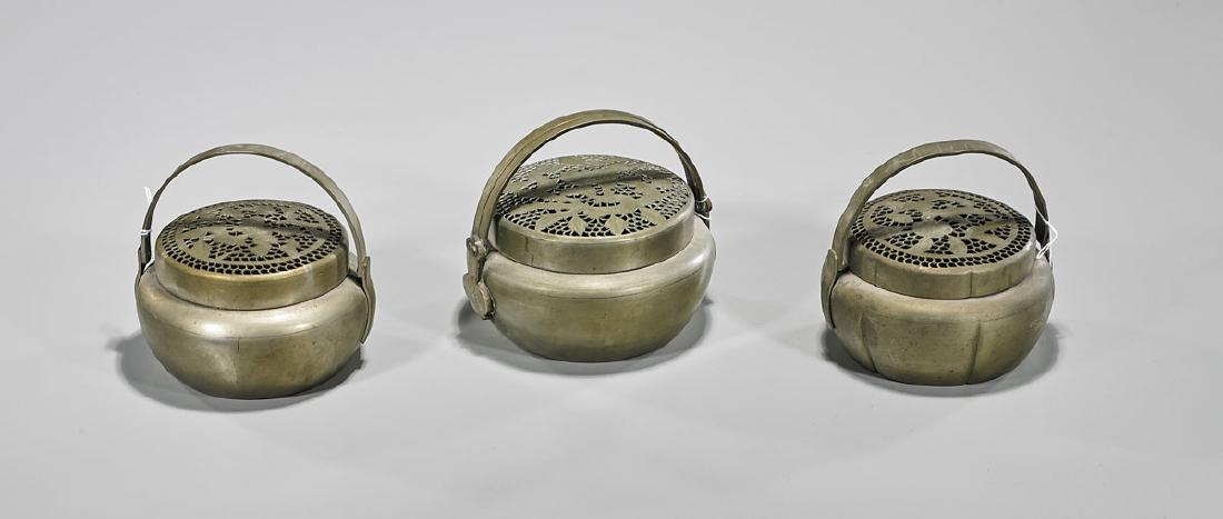 Group of Three Antique Chinese Brass Handwarmers (1 of 1)
