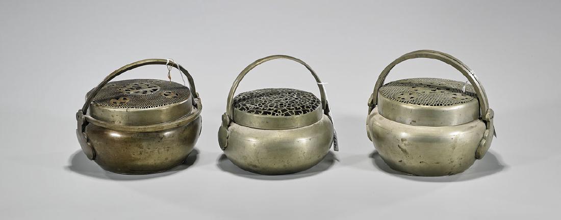 Three Antique Chinese Brass Handwarmers (1 of 1)