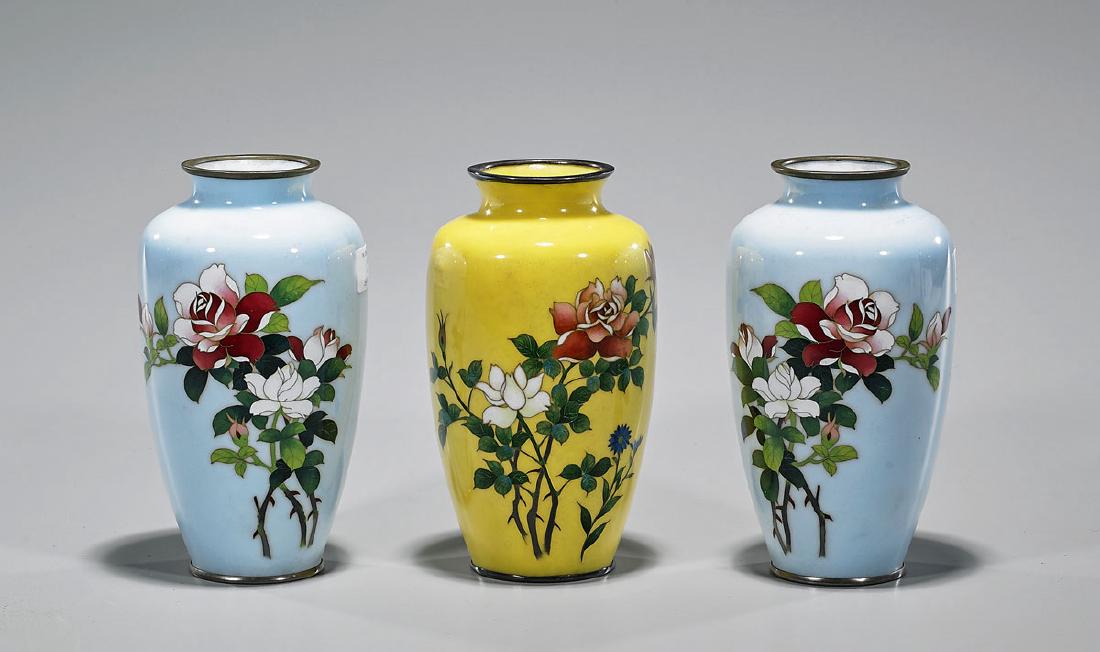 Three Old Japanese Cloisonne Enamel Vases (1 of 1)