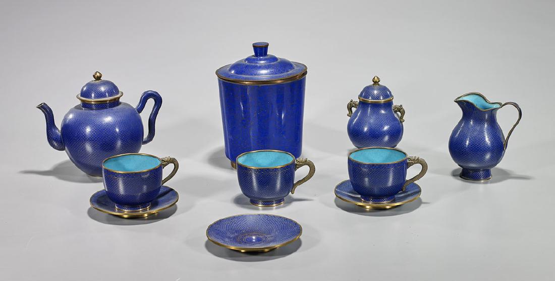 Old Chinese Cloisonne Enamel Tea Set & Covered Jar (1 of 1)
